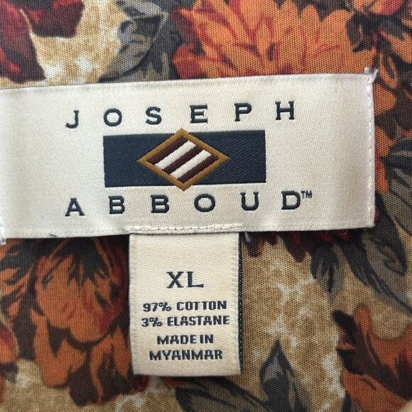Joseph Abboud Orange Floral Button Front Shirt Stretch Cotton Size XL - Picture 3 of 8